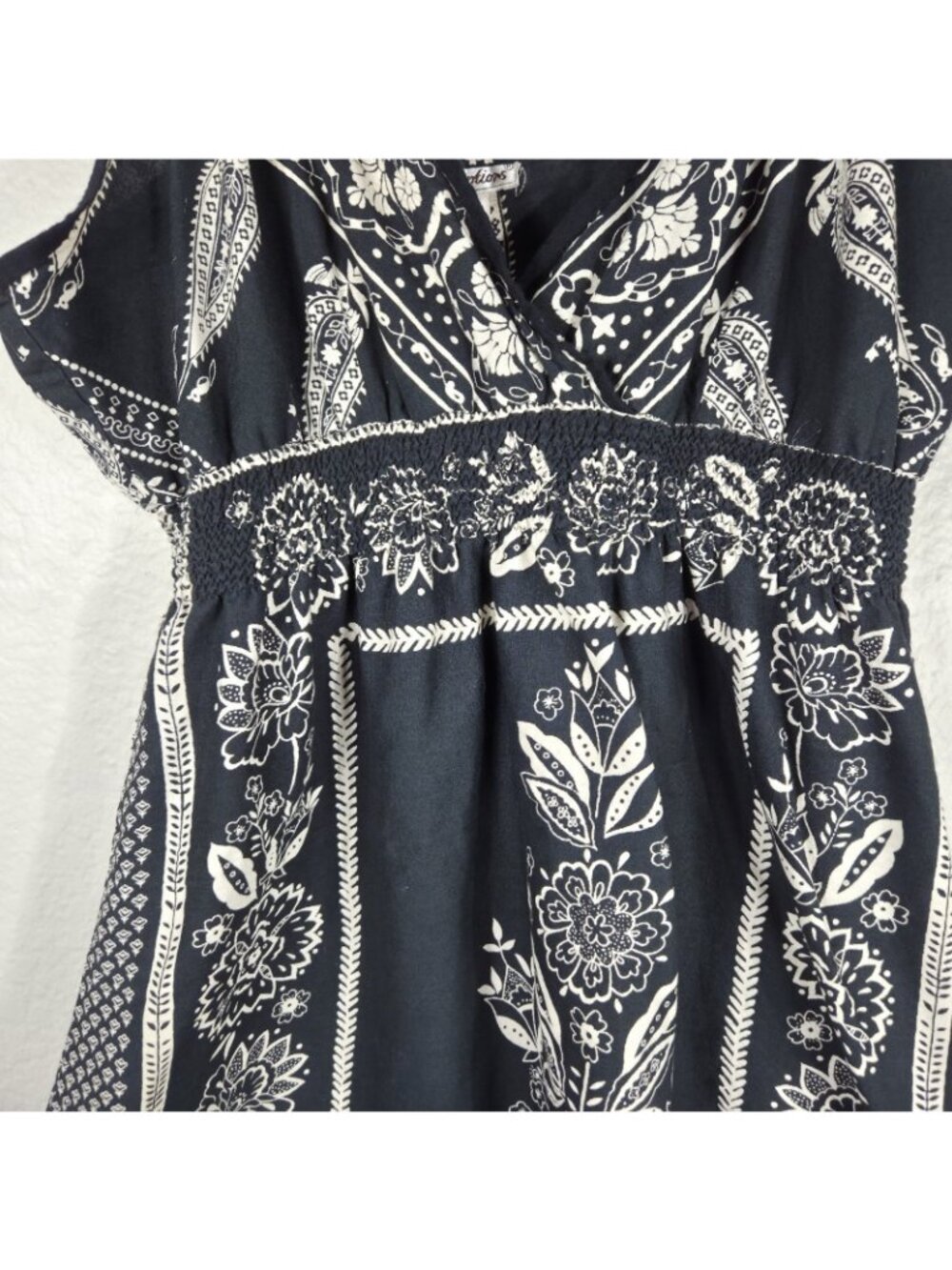 Cute Options VTG Black Bandana Style Print Spaghetti Strap Mini Dress Rayon Sz L - Picture 6 of 11
